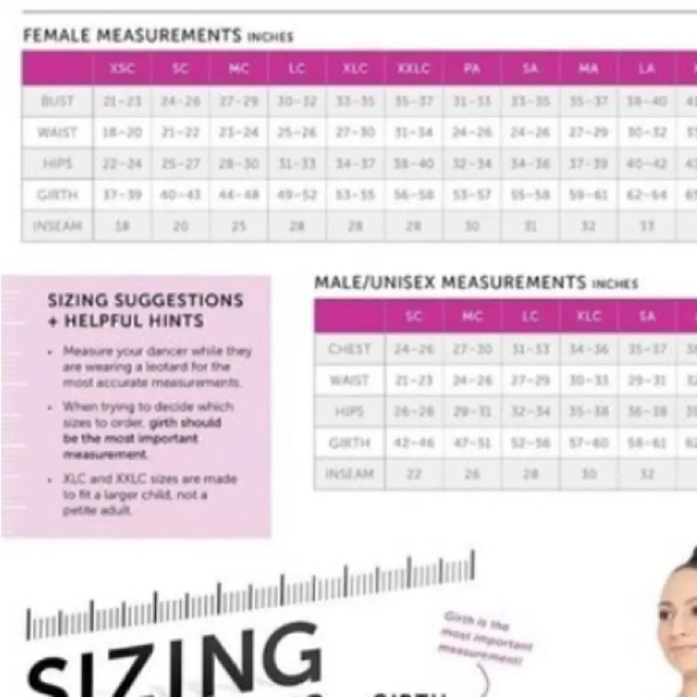 Revolution dancewear size